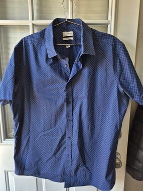 Lucky Brand Navy Short-Sleeve Geometric Button-Down Shirt
